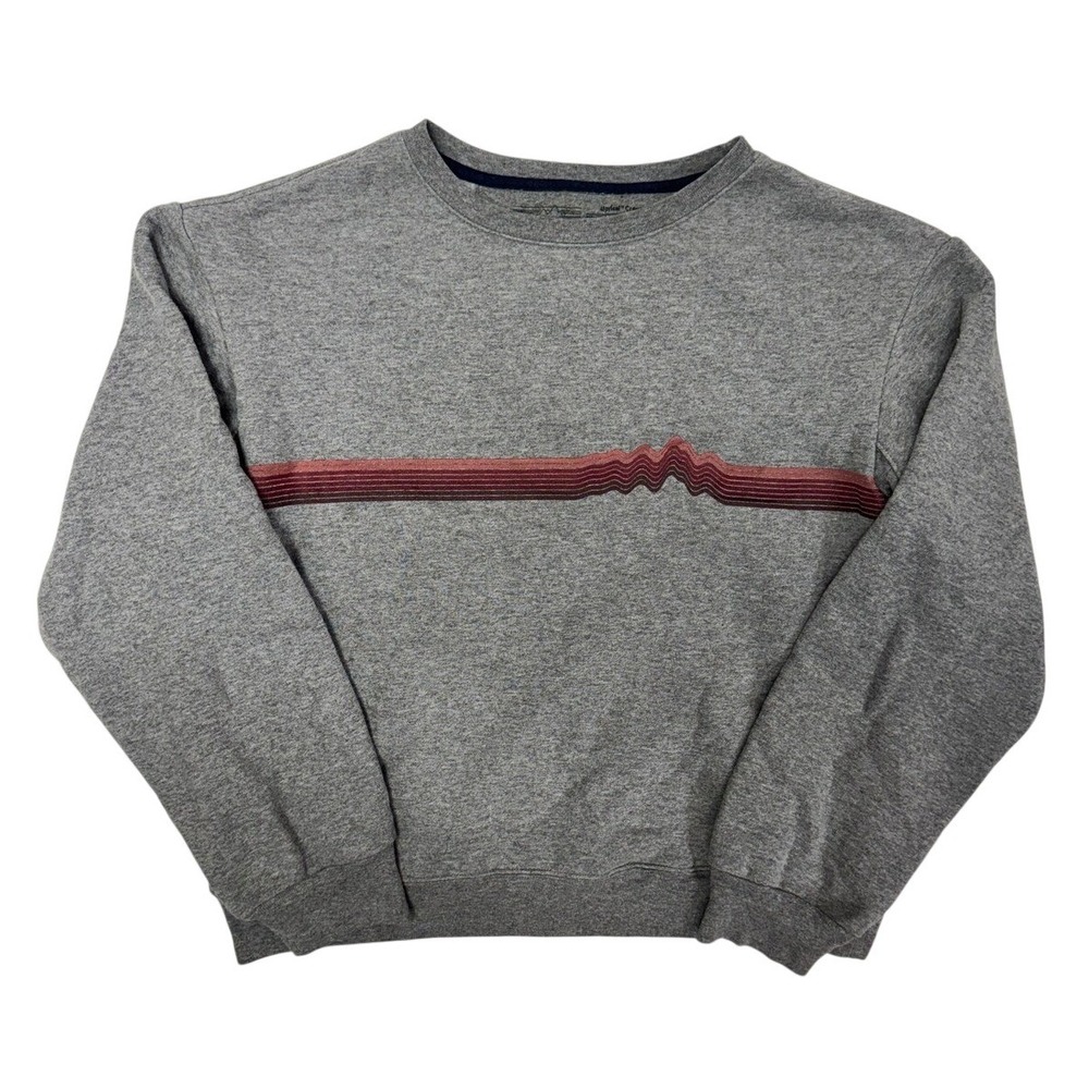 Patagonia Uprisal Crew Sweatshirt Gray Striped Fleece Pullover Medium